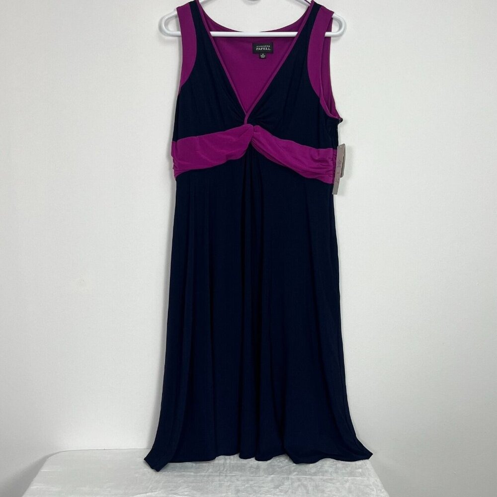 Adrianna Papell Navy and Magenta Midi Dress